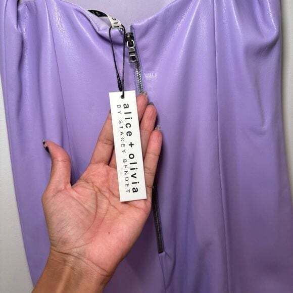 Alice + Olivia Lavender Purple Vegan Leather Mini Dress - Picture 7 of 8